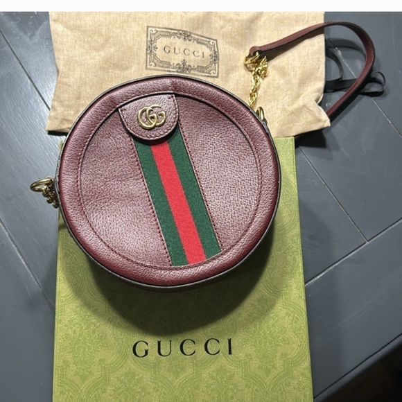 Gucci Mini Ophidia  Leather Shoulder Bag Bordeaux Red with Dustie COA EUC - Picture 2 of 15